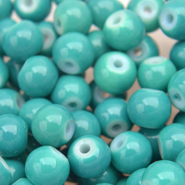 Glaskralen rond shine dark turquoise 6mm - 50 stuks-Kraaltjes van Renate