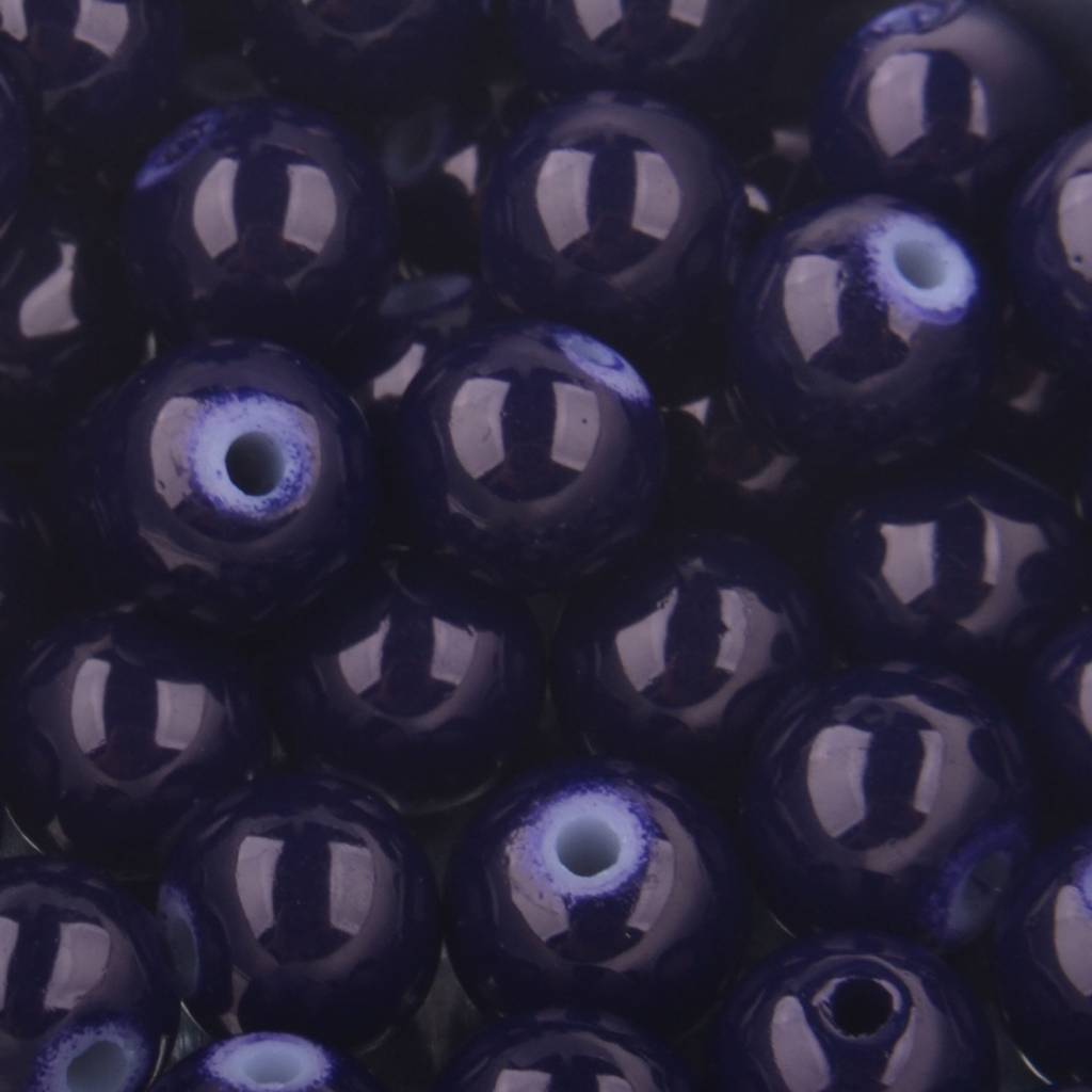 Glaskralen rond shine donker paars 6mm - 50 stuks-Kraaltjes van Renate