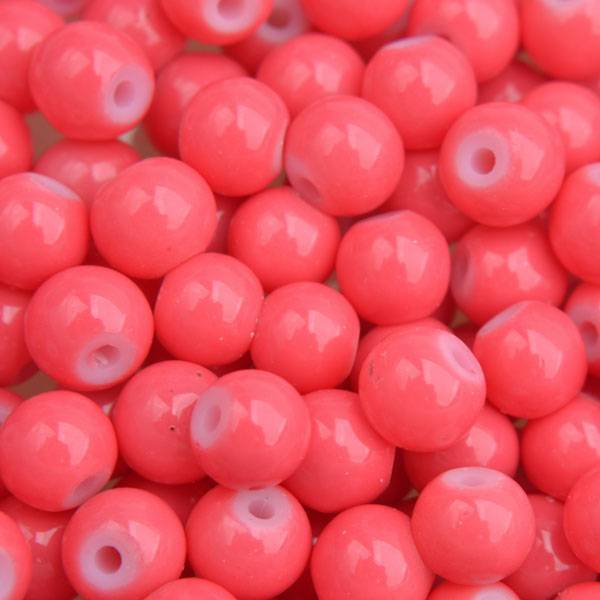 Glaskralen rond shine light coral red 6mm - 50 stuks-Kraaltjes van Renate