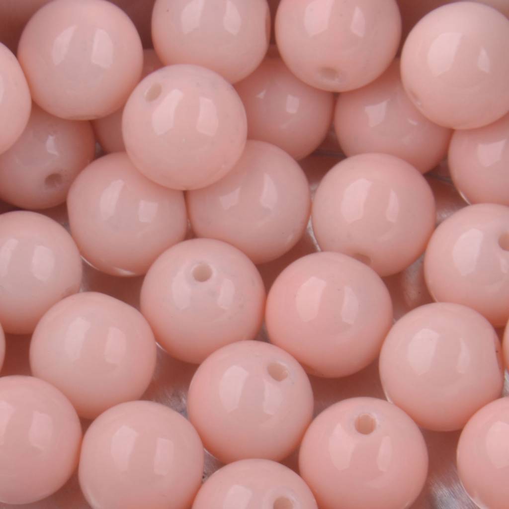 Glaskralen rond shine nude pink 6mm - 50 stuks-Kraaltjes van Renate