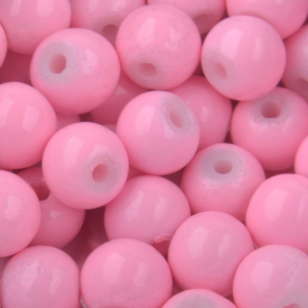 Glaskralen rond shine pink 6mm - 50 stuks-Kraaltjes van Renate
