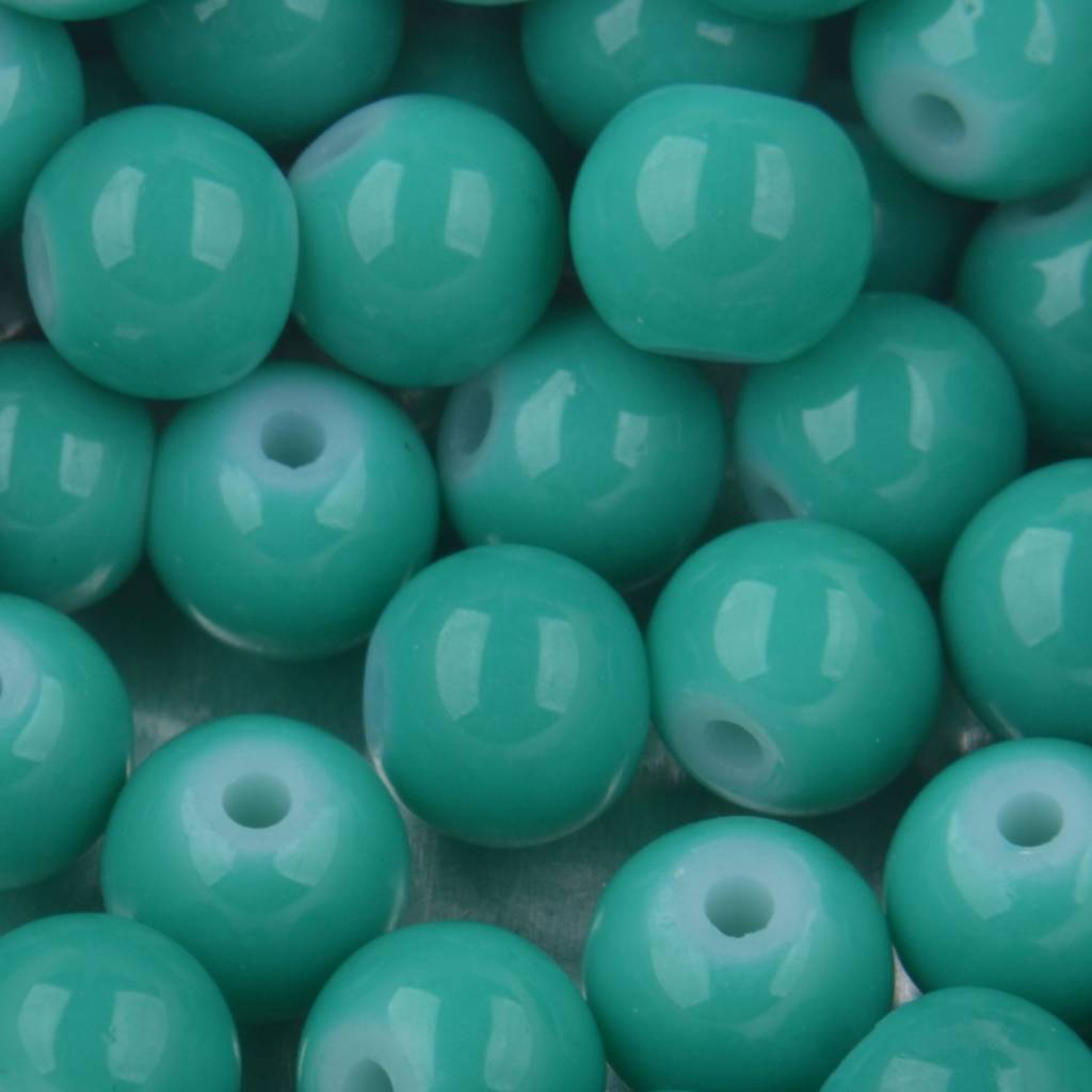 Glaskralen rond shine turquoise groen 6mm - 50 stuks-Kraaltjes van Renate
