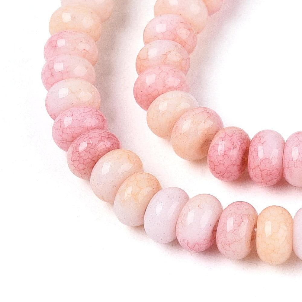 Glaskralen rondel Ombre 4mm Koraal Roze - per streng-Kralen-Kraaltjes van Renate