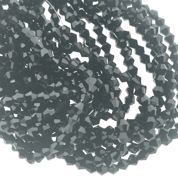 Glaskralen rondel bicone Black 4mm - 90 stuks-Kralen-Kraaltjes van Renate
