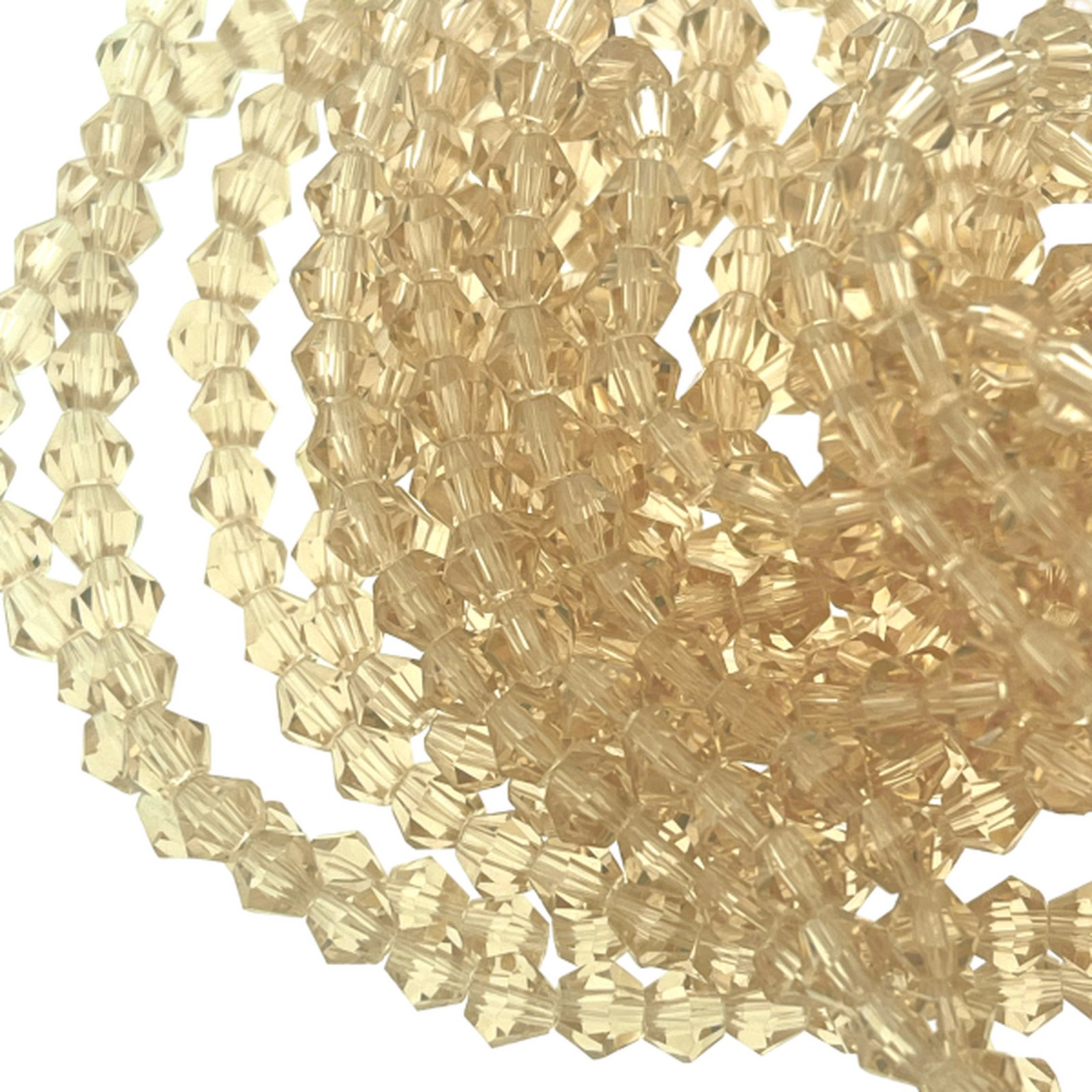 Glaskralen rondel bicone Champagne 4mm - 90 stuks-Kralen-Kraaltjes van Renate