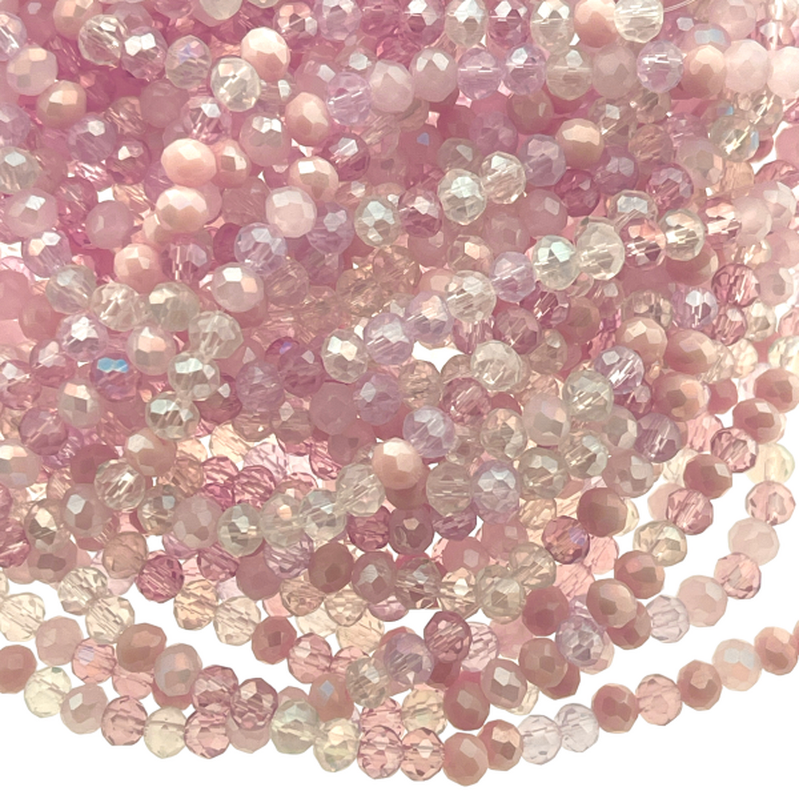 Glaskralen rondel bicone Misty Rose mix 4mm - 140 stuks-Kralen-Kraaltjes van Renate