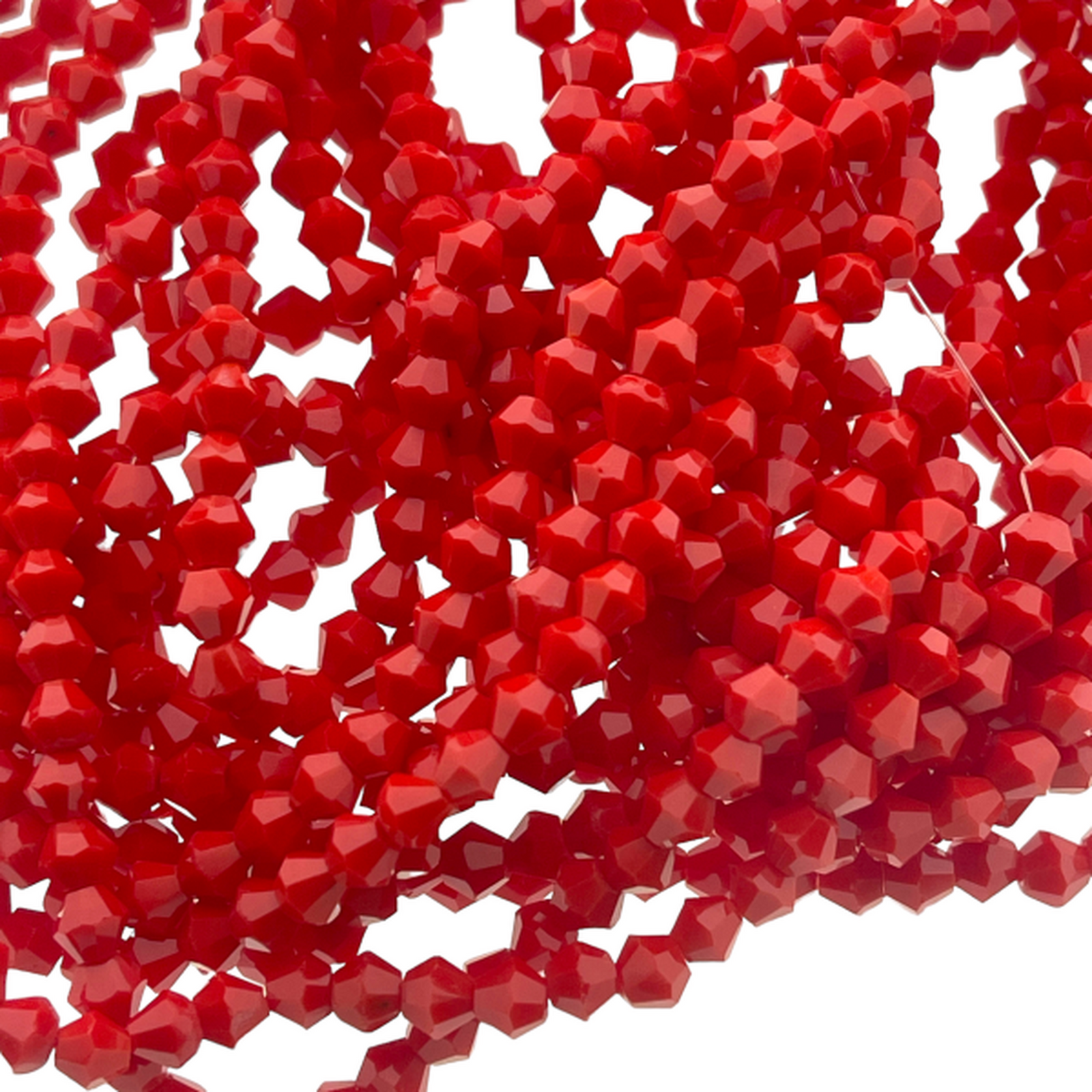 Glaskralen rondel bicone Red 4mm - 90 stuks-Kralen-Kraaltjes van Renate