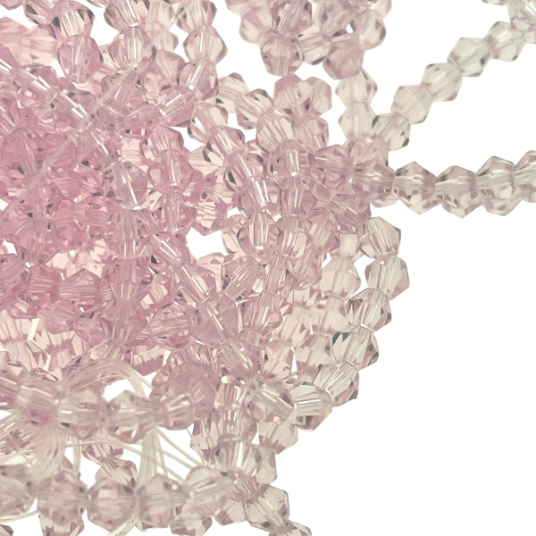 Glaskralen rondel bicone baby pink 4mm - 90 stuks-Kralen-Kraaltjes van Renate
