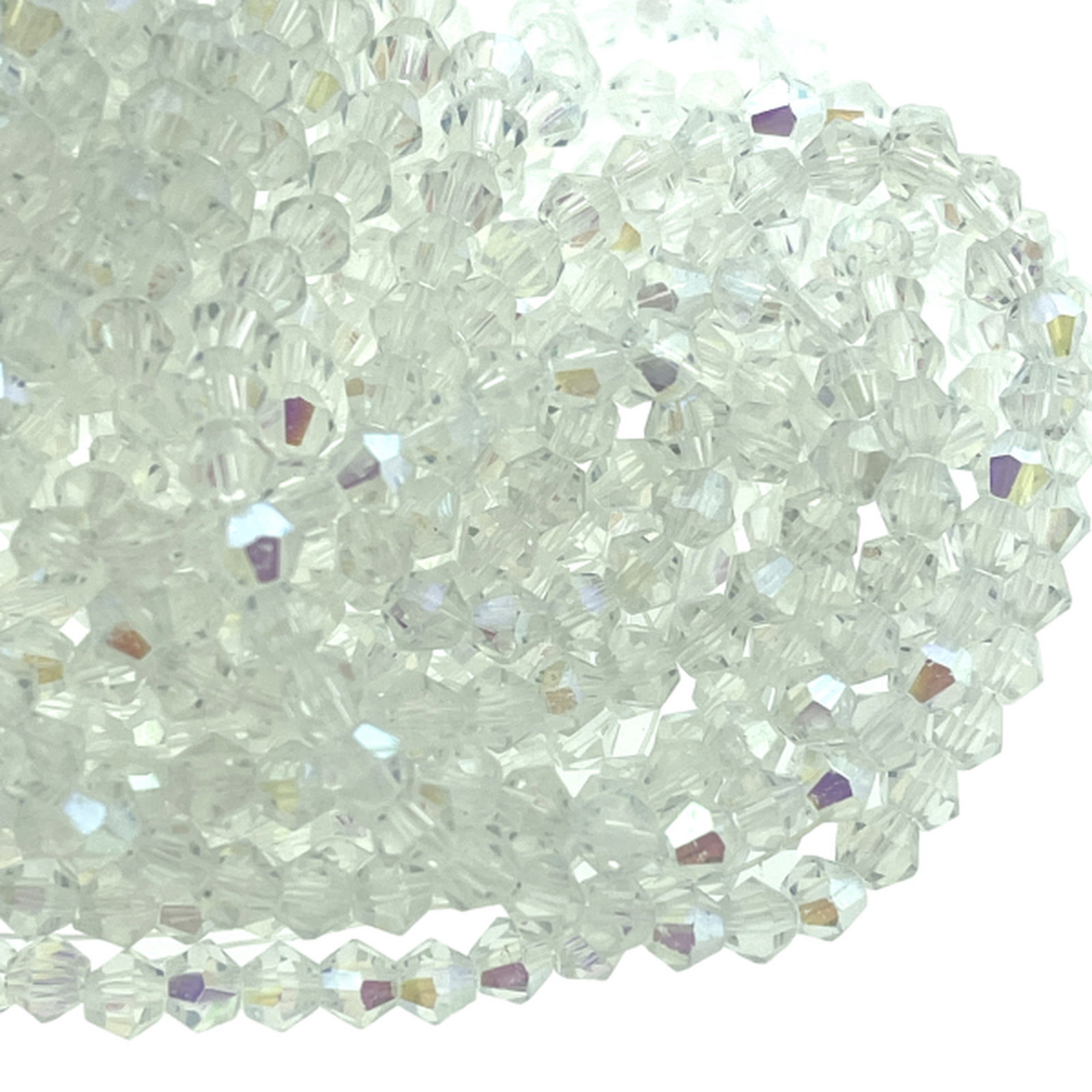 Glaskralen rondel bicone clear AB 4mm - 90 stuks-Kralen-Kraaltjes van Renate