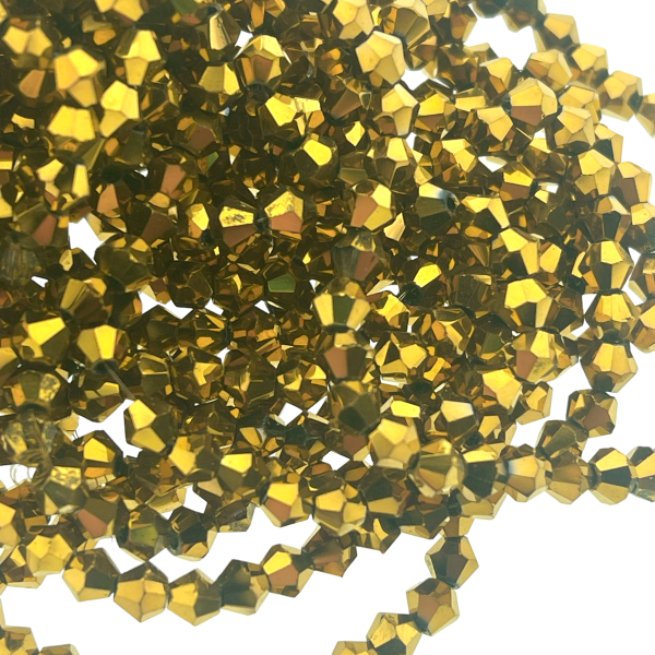 Glaskralen rondel bicone gold plated 4mm - 90 stuks-Kralen-Kraaltjes van Renate