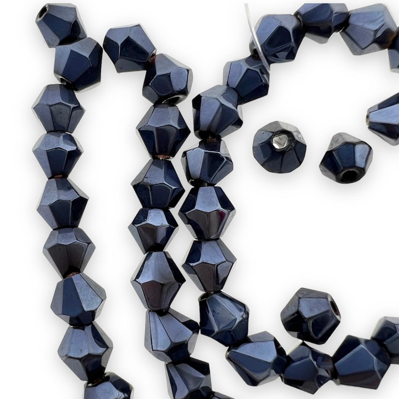 Glaskralen rondel bicone pearl luster plated 4mm - 80 stuks-Kralen-Kraaltjes van Renate