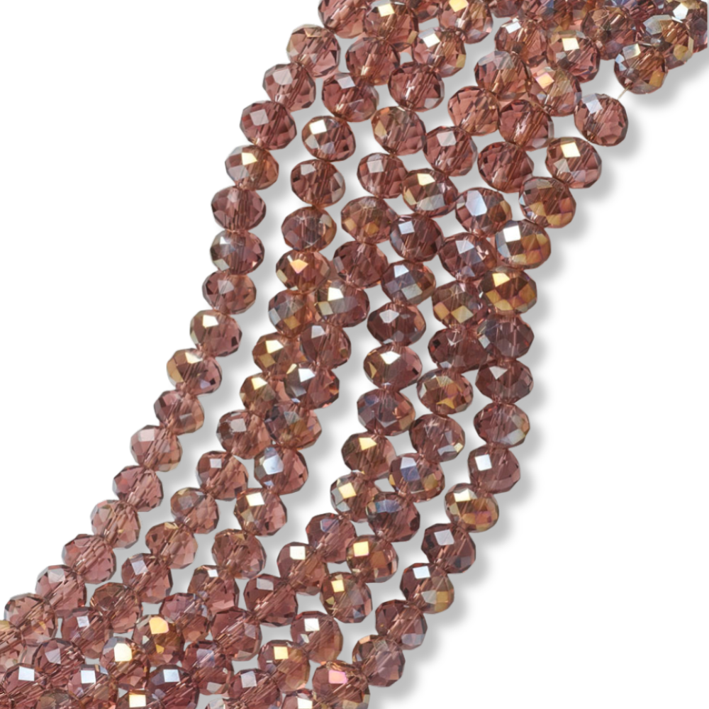 Glaskralen rondel facet Sienna 6x5mm - per ±85 stuks-Kralen-Kraaltjes van Renate