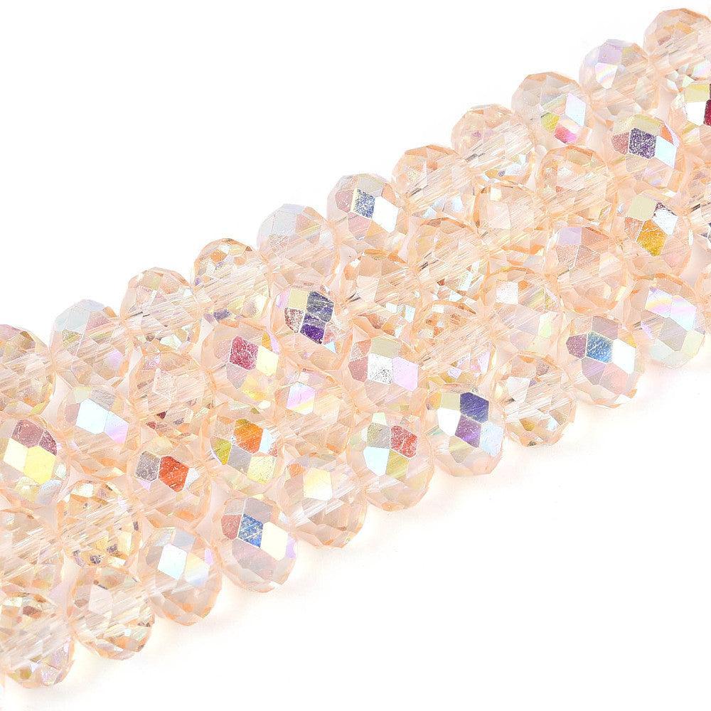 Glaskralen rondelle facet PeachPuff 8mm - ±65 stuks-Kralen-Kraaltjes van Renate