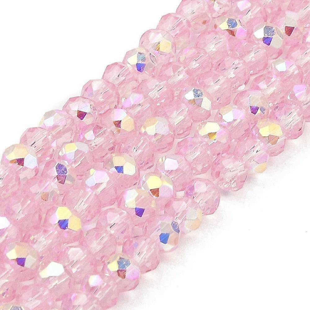 Glasparel Rond Facet Pearl Pink 5mm AB - per streng-Kralen-Kraaltjes van Renate