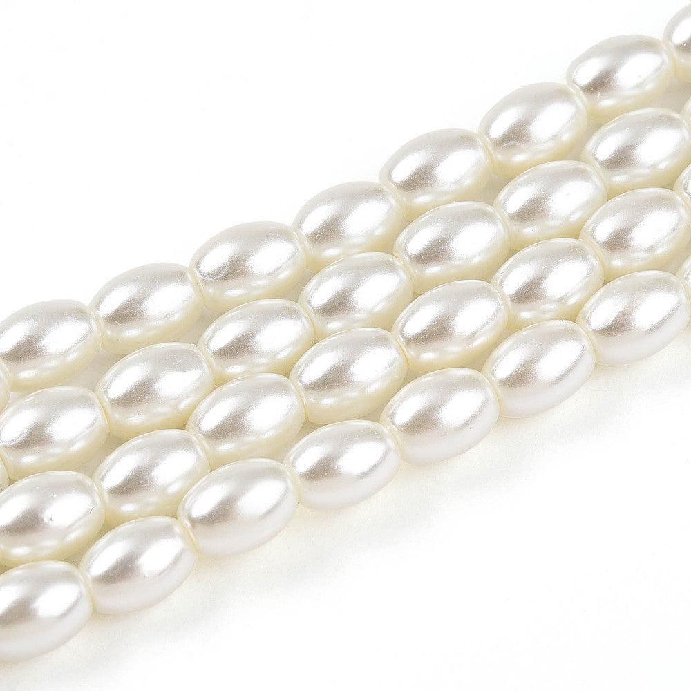 Glasparel ovaal Off White 7mm - ±56 Stuks-Kralen-Kraaltjes van Renate