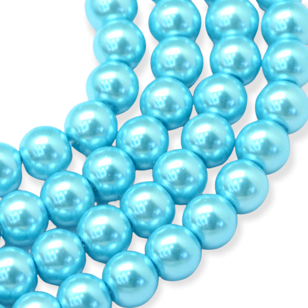 Streng glas parels Aqua blauw 6mm - ±140 stuks-Kralen-Kraaltjes van Renate