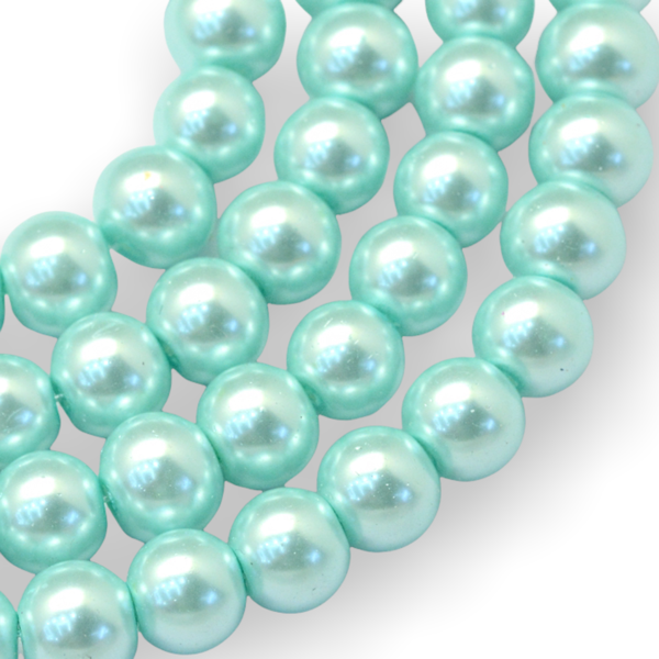 Streng glas parels Licht aqua 6mm - ±140 stuks-Kralen-Kraaltjes van Renate