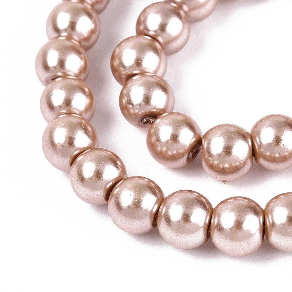 Glasparel rond Blush beige 6mm - ±68 stuks-Kralen-Kraaltjes van Renate