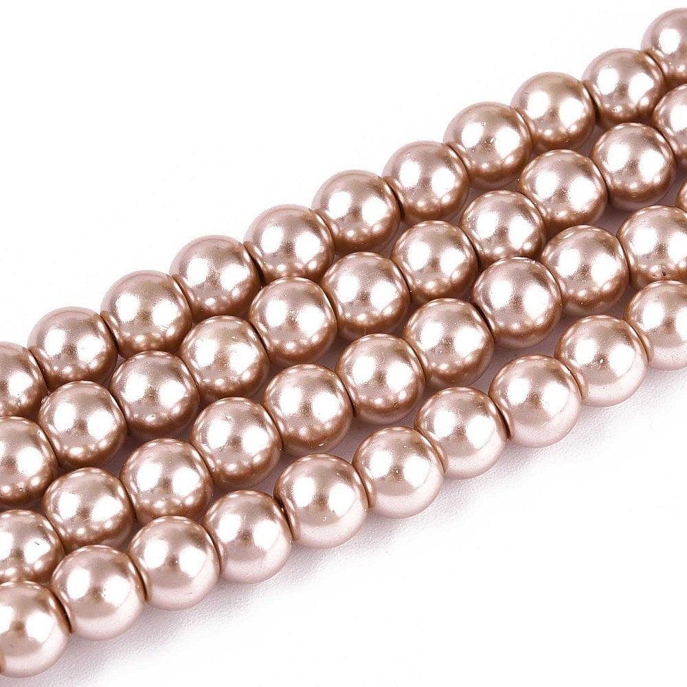 Glasparel rond Blush beige 6mm - ±68 stuks-Kralen-Kraaltjes van Renate