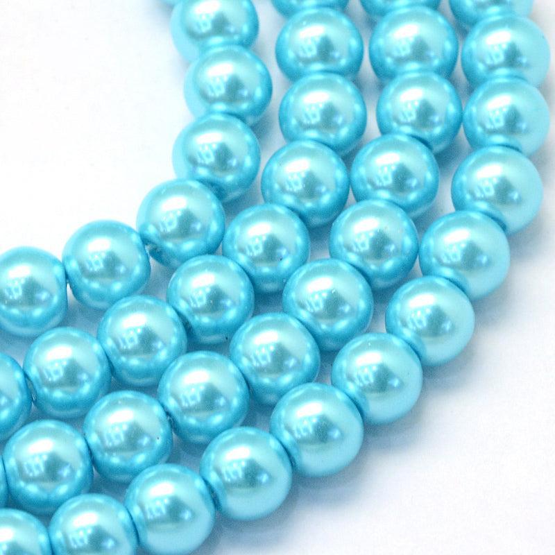 Glasparel rond Cyaan 4mm - ±100 stuks-Kralen-Kraaltjes van Renate