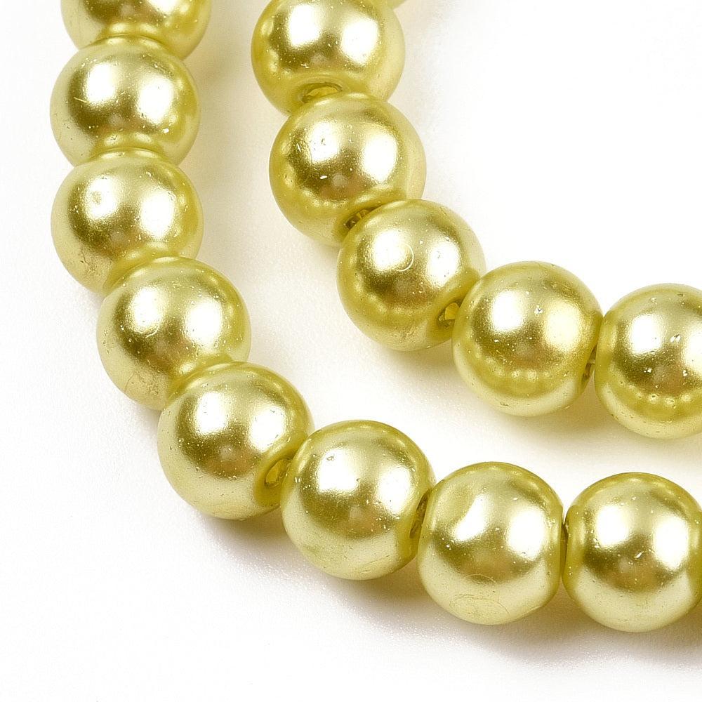 Glasparel rond Golden yellow 6mm - ±68 stuks-Kralen-Kraaltjes van Renate