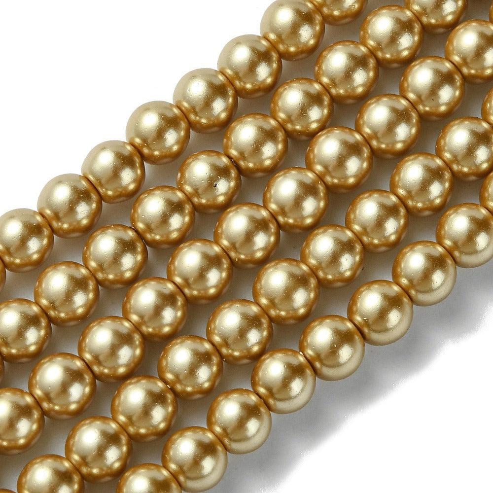 Glasparel rond Goud 6mm - ±35 stuks-Kralen-Kraaltjes van Renate