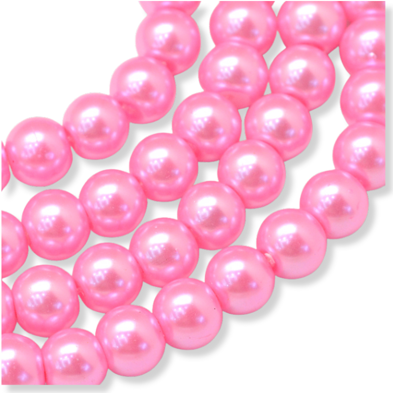 Glasparel rond Hot Pink 8mm - ±50 stuks-Kralen-Kraaltjes van Renate