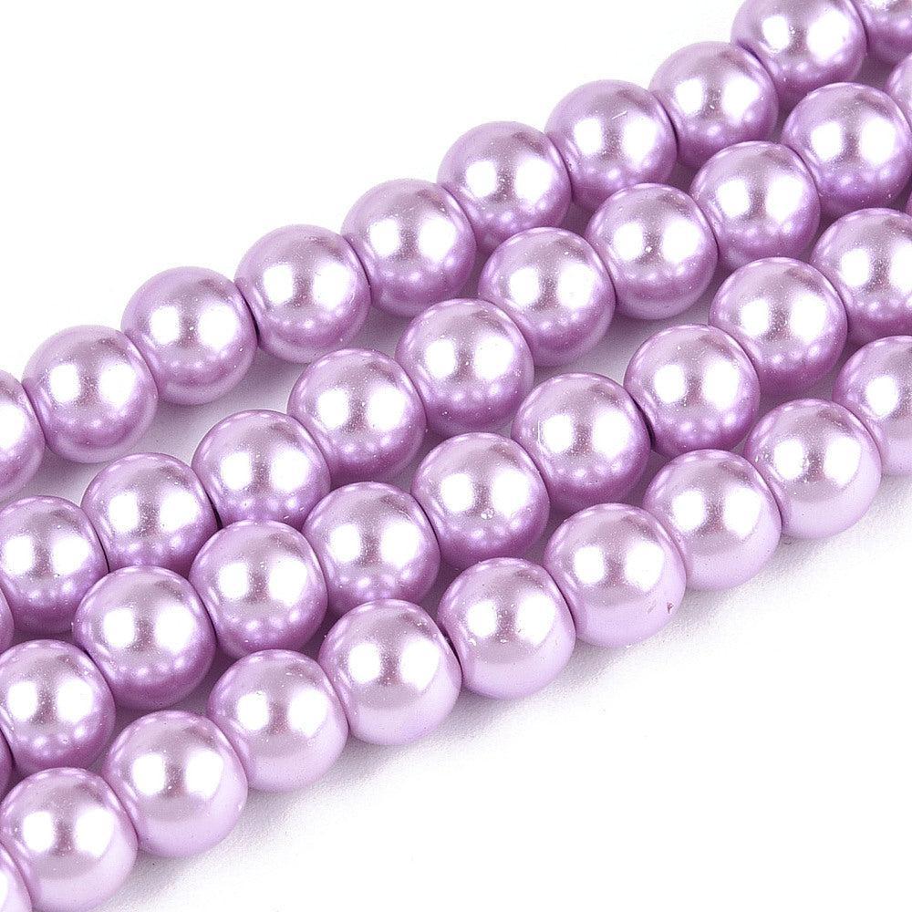 Glasparel rond Lila 6mm - ±68 stuks-Kralen-Kraaltjes van Renate