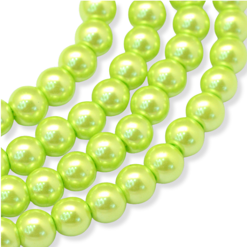 Glasparel rond Lime green 6mm - ±68 stuks-Kralen-Kraaltjes van Renate