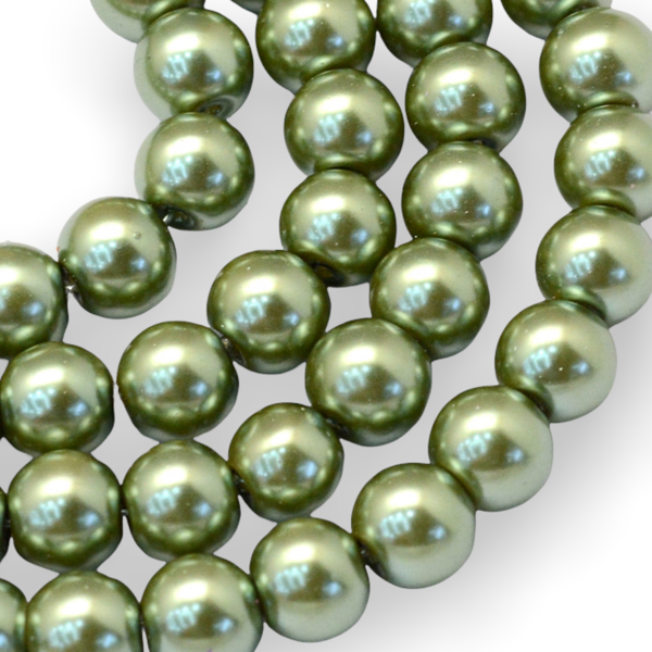 Streng glas parels Army green 6mm - ±140 stuks-Kralen-Kraaltjes van Renate