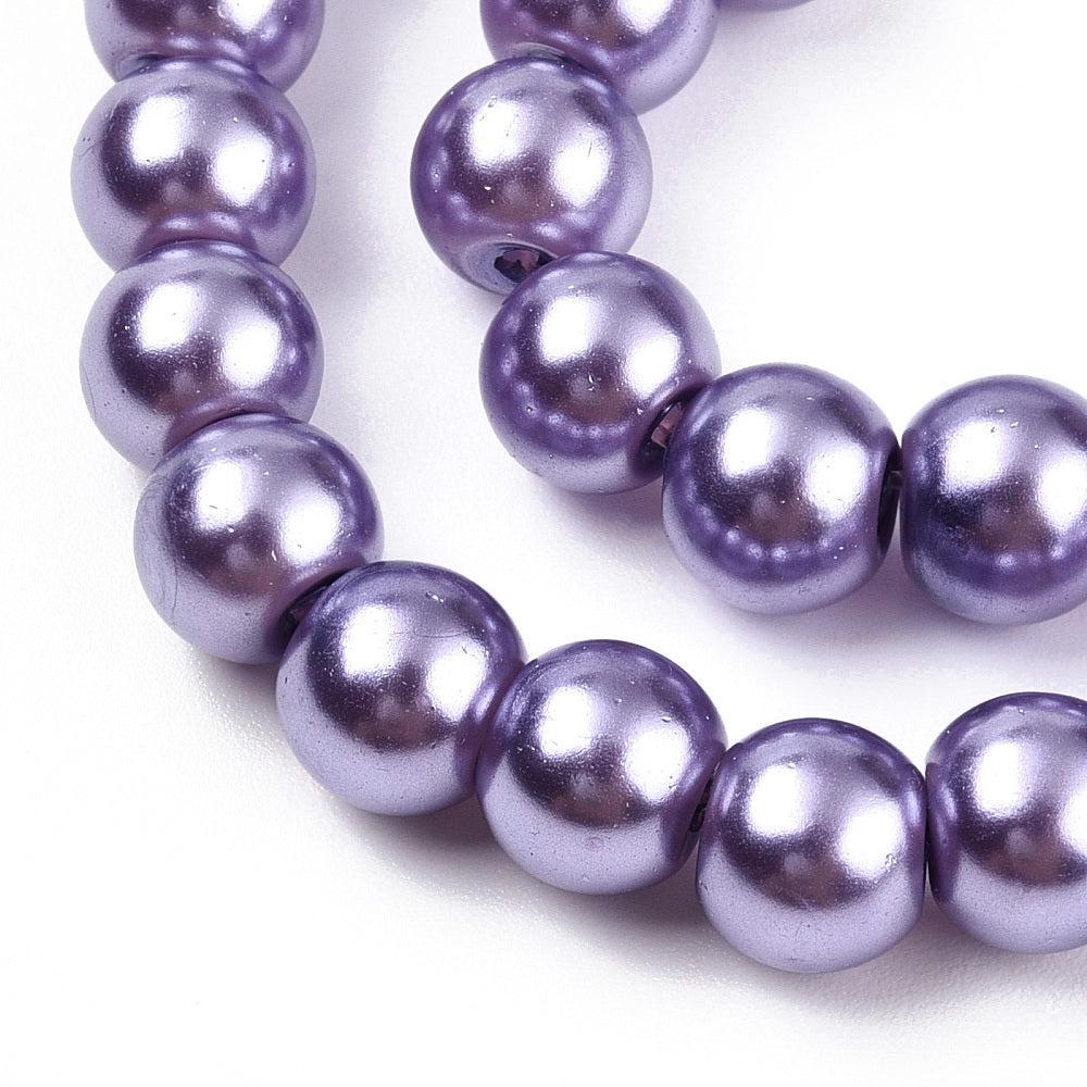 Glasparel rond Paars 6mm - ±68 stuks-Kralen-Kraaltjes van Renate