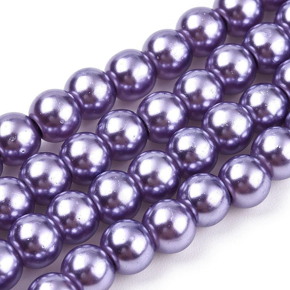Glasparel rond Paars 6mm - ±68 stuks-Kralen-Kraaltjes van Renate