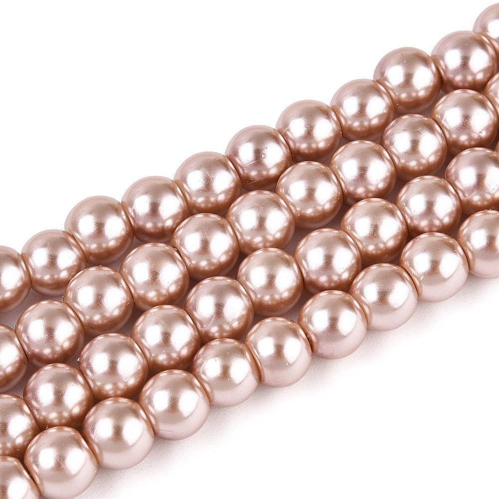 Glasparel rond Peach beige 6mm - ±68 stuks-Kralen-Kraaltjes van Renate