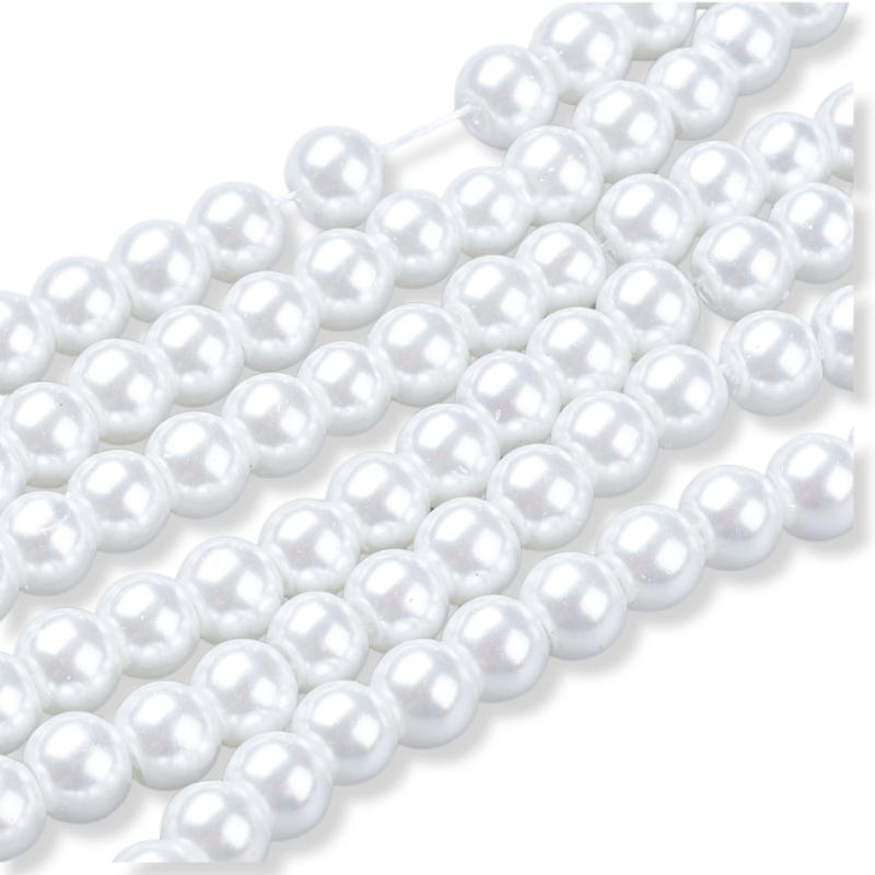 Glasparel rond Wit 6mm - ±70 stuks-Kralen-Kraaltjes van Renate