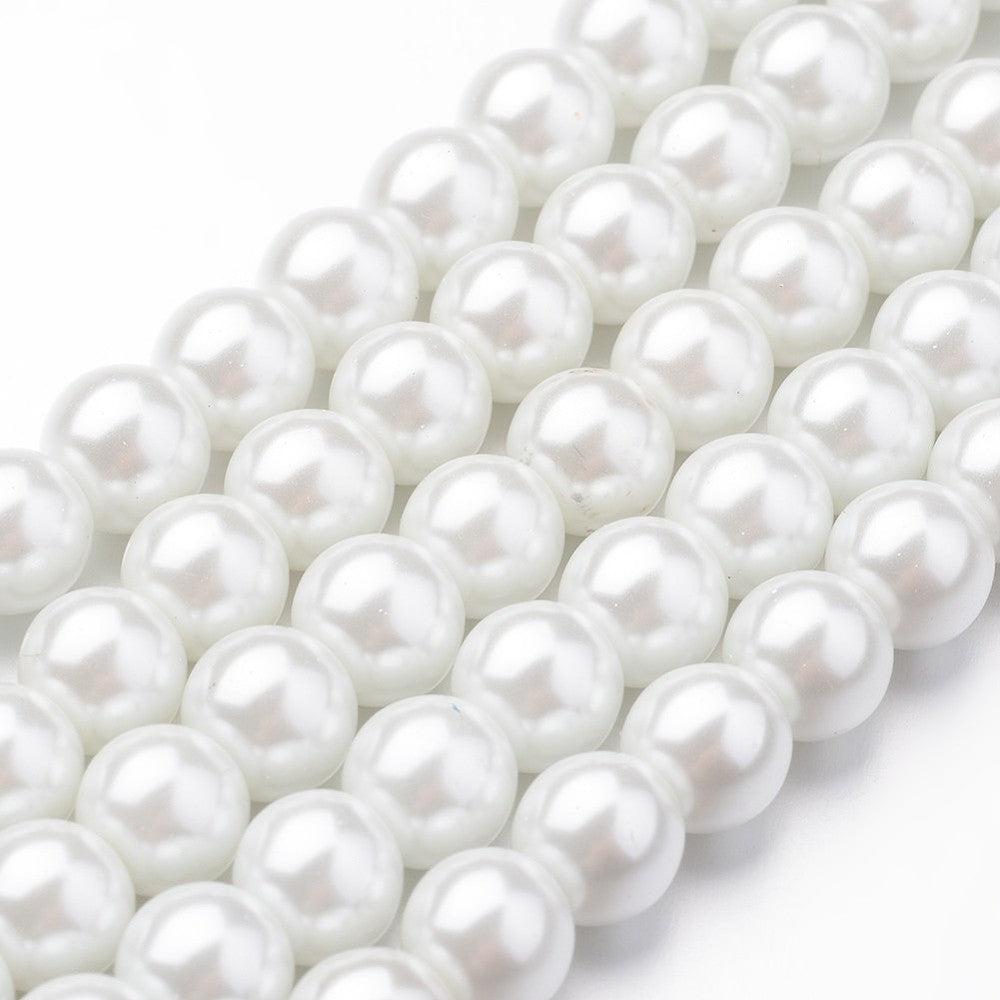 Hele streng glas parels white 8mm - ±50 stuks-Kralen-Kraaltjes van Renate