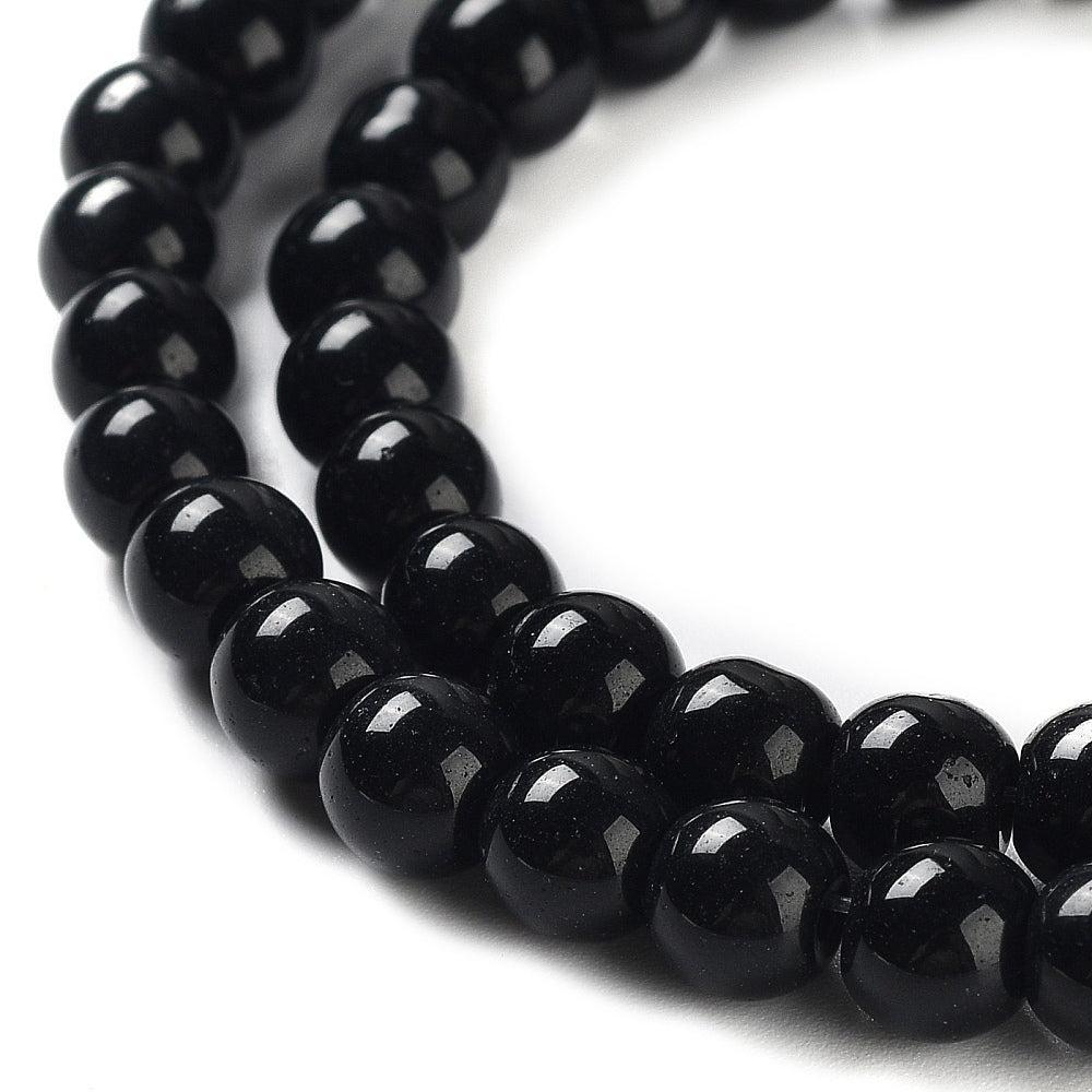 Glasparel rond Zwart 6mm - ±68 stuks-Kralen-Kraaltjes van Renate