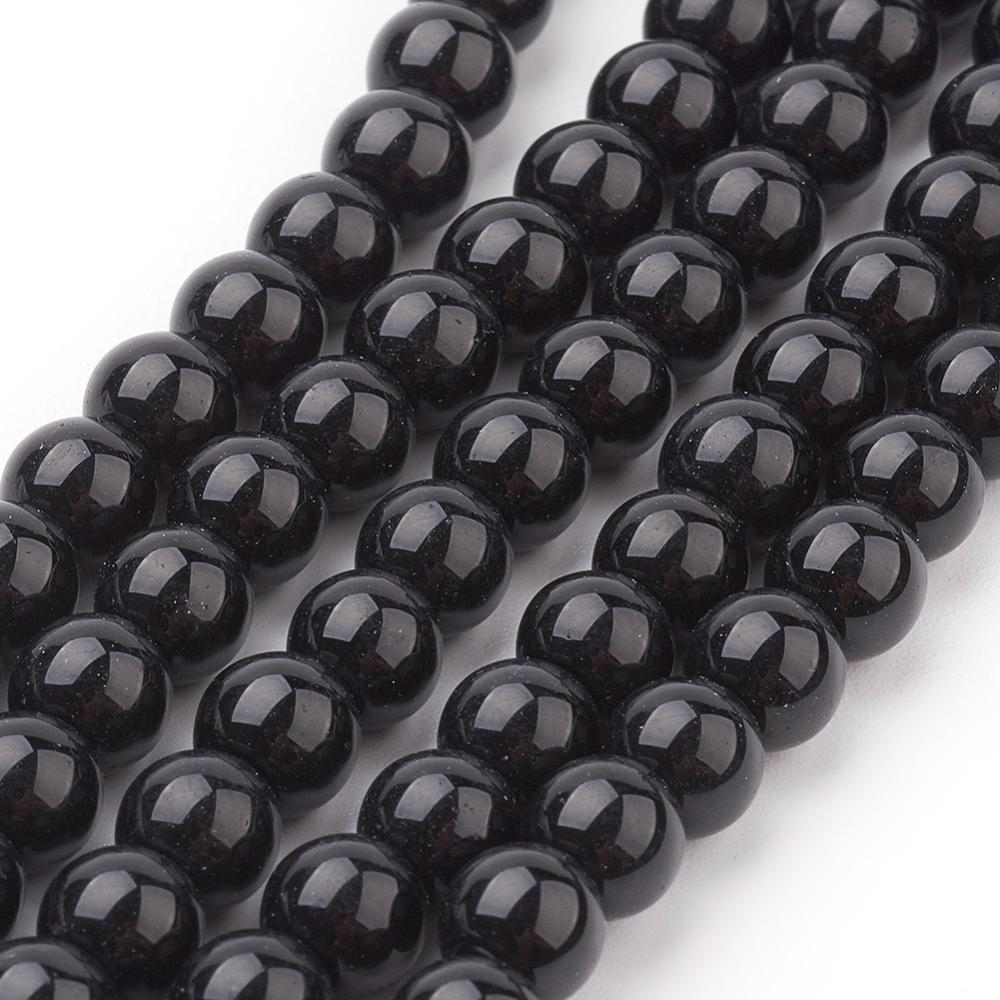 Glasparel rond Zwart 6mm - ±68 stuks-Kralen-Kraaltjes van Renate