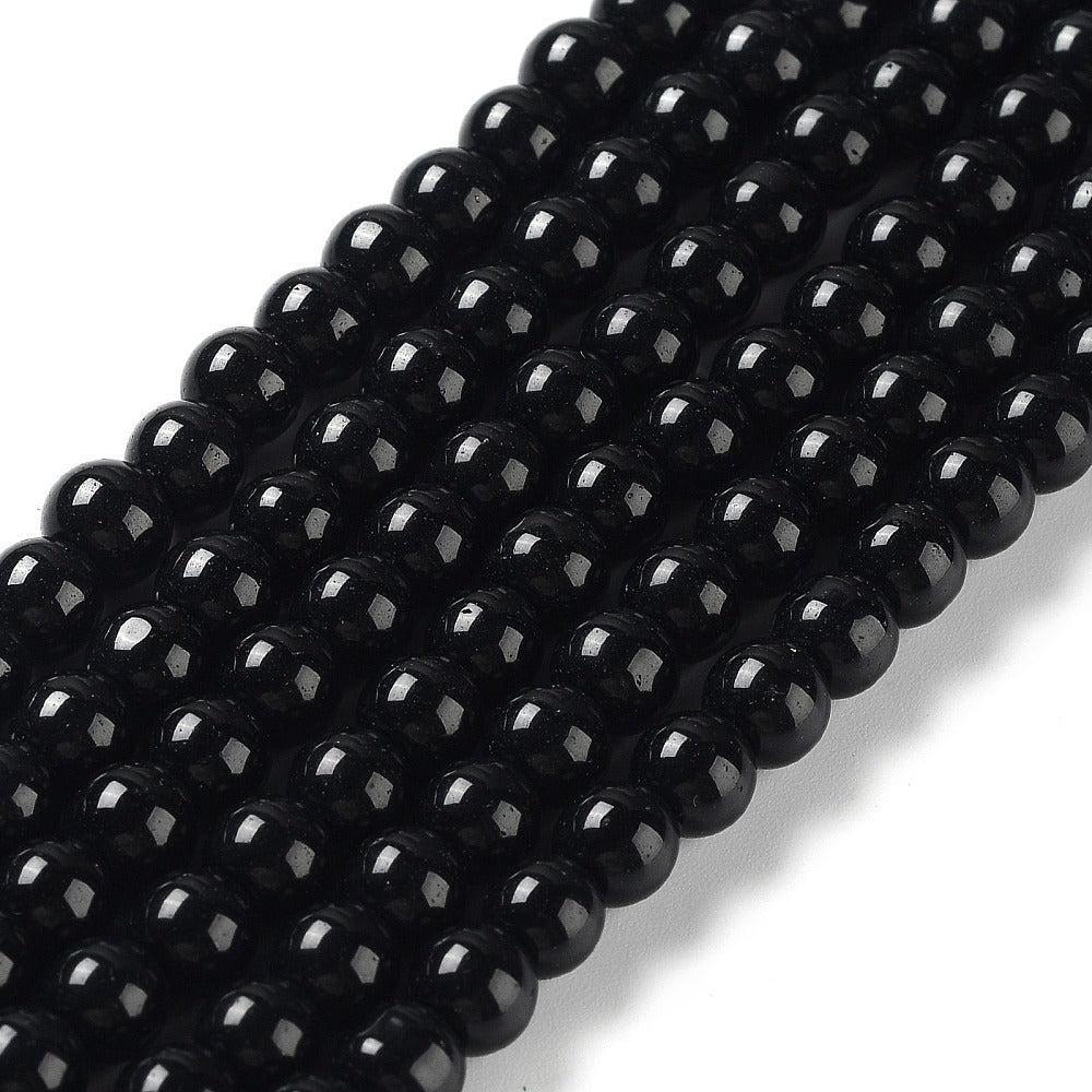 Glasparel rond Zwart 6mm - ±68 stuks-Kralen-Kraaltjes van Renate