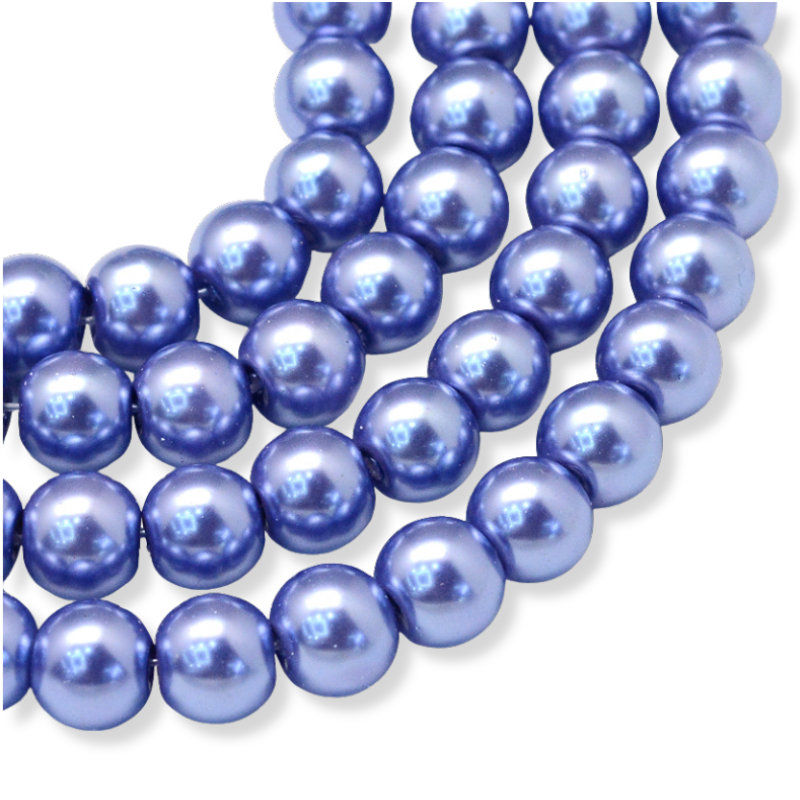 Glasparel rond pearlized Blauw 6mm - ±68 stuks-Kralen-Kraaltjes van Renate