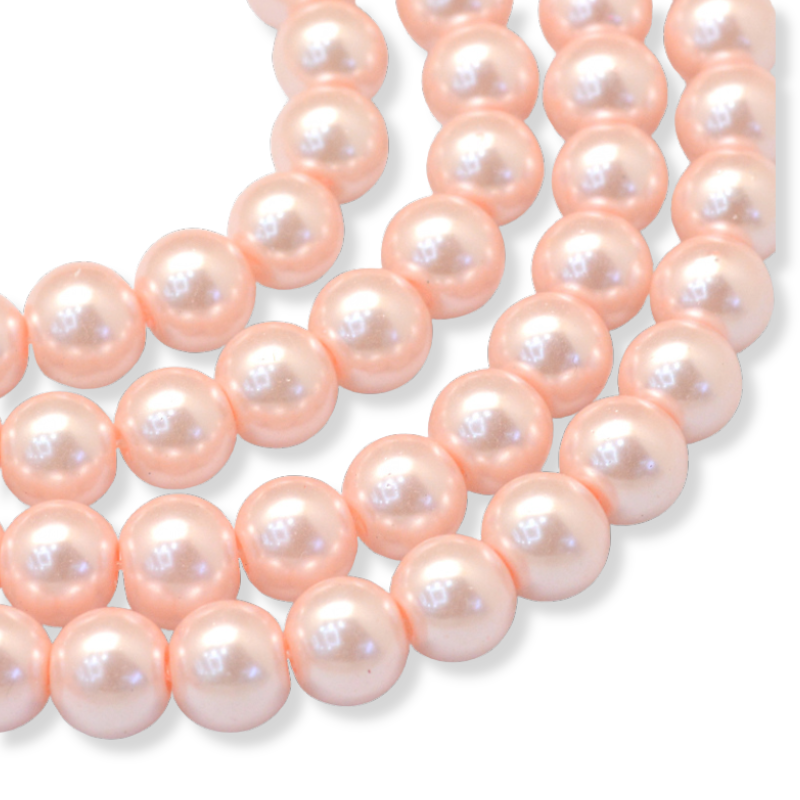 Glasparel rond pearlized Peach Pink 6mm - ±68 stuks-Kralen-Kraaltjes van Renate