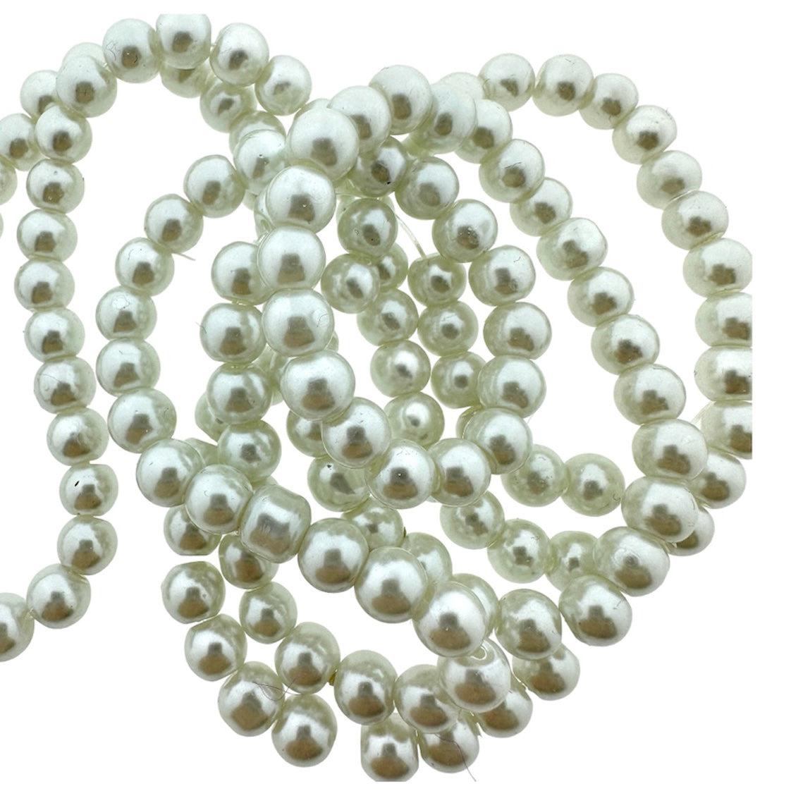 Glasparels 6mm wit- per 128 stuks-Kralen-Kraaltjes van Renate