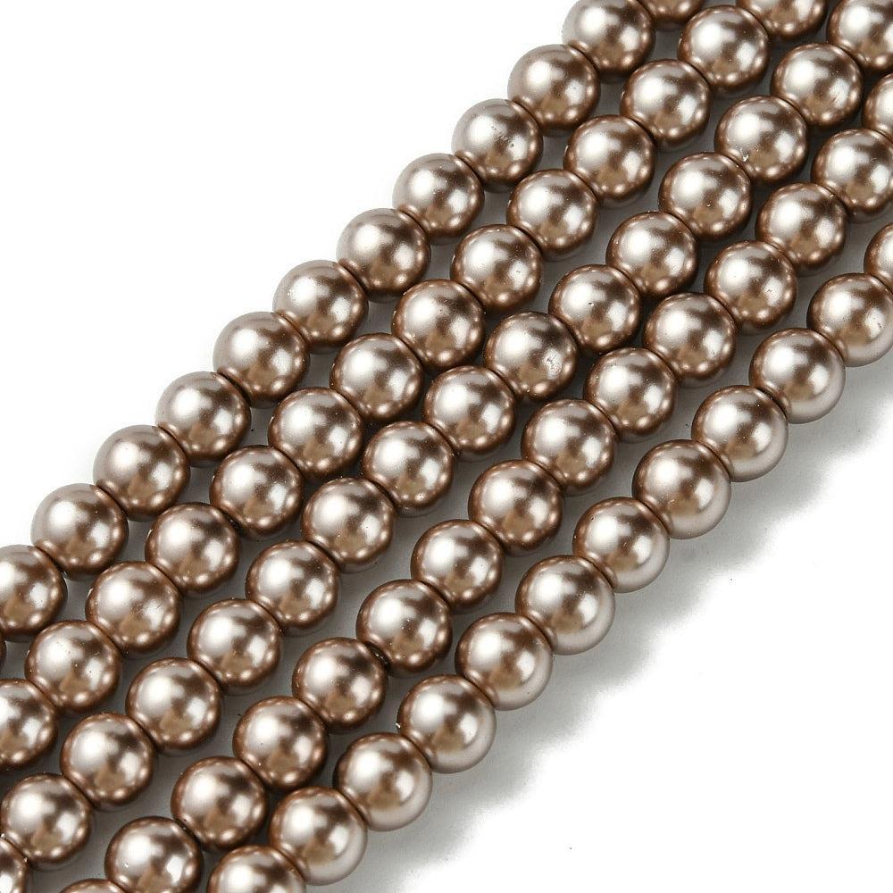 Glasparels Rond Camel Bruin 6mm - ±68 stuks-Kralen-Kraaltjes van Renate