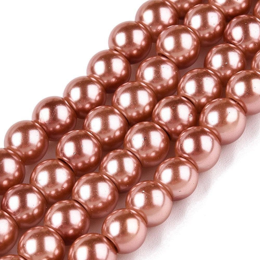 Glasparels Rond Donker Zalm 6.5mm - ± 68 stuks-Kralen-Kraaltjes van Renate