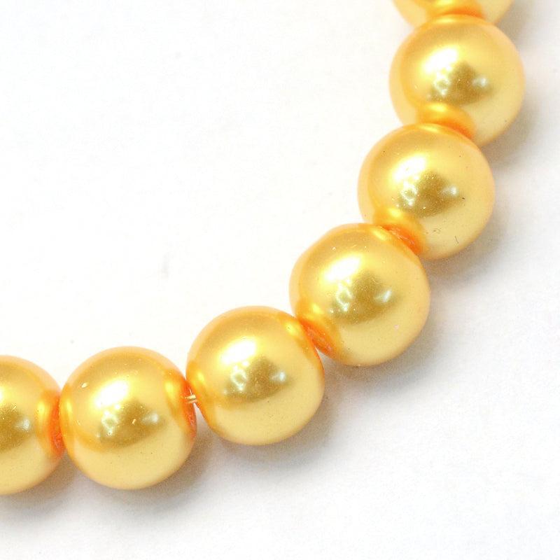 Glasparels Rond Geel Goud 6.5mm - 68 stuks-Kralen-Kraaltjes van Renate