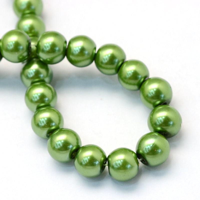 Glasparels Rond Groen 6.5mm - ± 68 stuks-Kralen-Kraaltjes van Renate