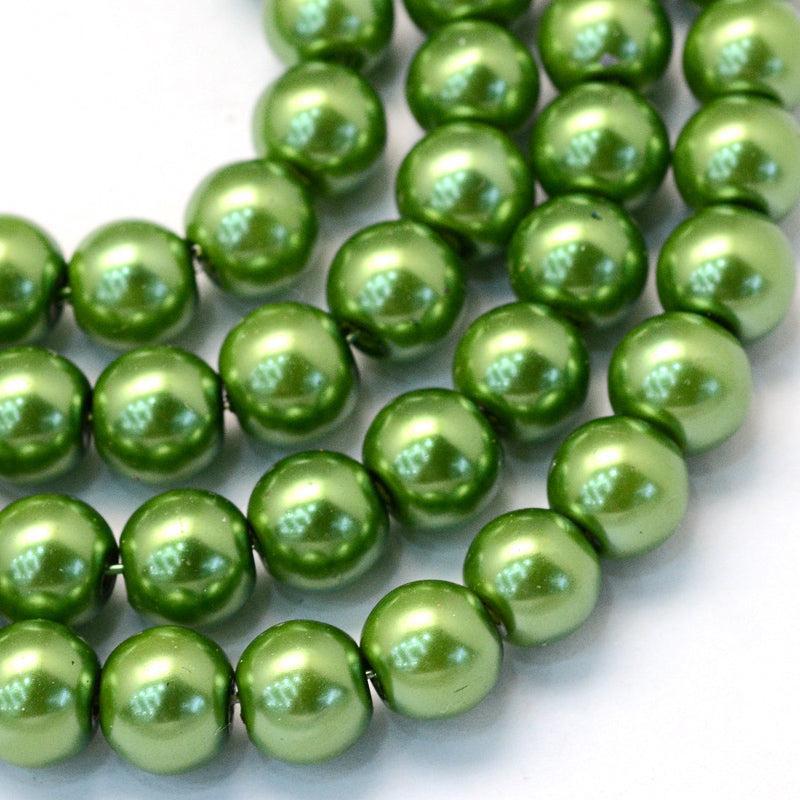 Glasparels Rond Groen 6.5mm - ± 68 stuks-Kralen-Kraaltjes van Renate