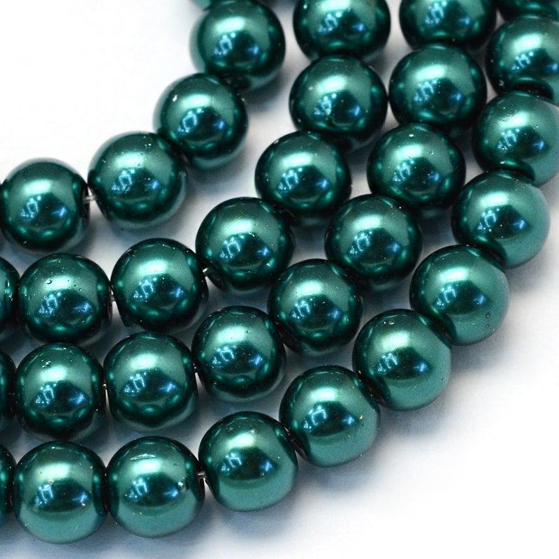 Glasparels Rond Petrol 6.5mm - ± 68 stuks-Kralen-Kraaltjes van Renate