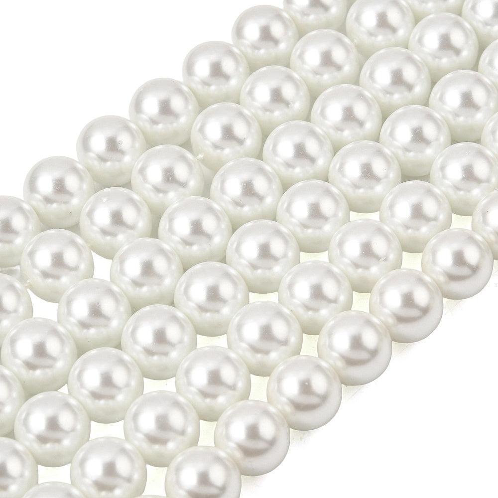 Glasparels Rond Wit 10.0mm - ± 21 stuks-Kralen-Kraaltjes van Renate