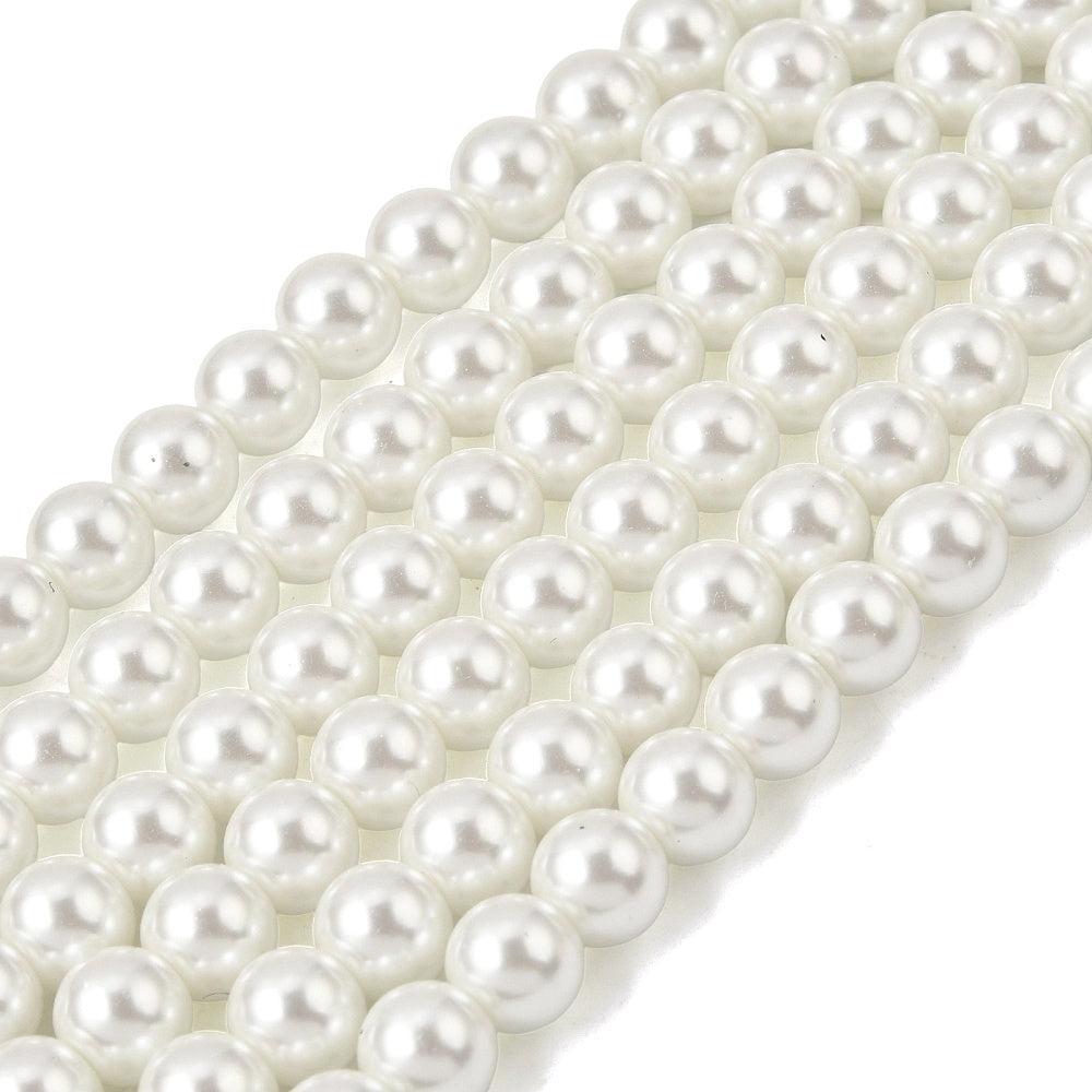 Glasparels Rond Wit 8.0mm - ± 26 stuks-Kralen-Kraaltjes van Renate
