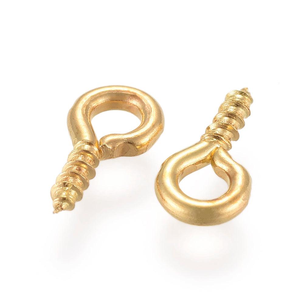 Goudkleurige schroef eye pins - ±100 stuks-Kraaltjes van Renate